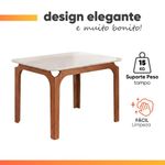 Mesa Sala De Jantar 1,20m Tampo Em Vidro Madeirado-off White