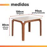 Mesa Sala De Jantar 1,20m Tampo Em Vidro Madeirado-off White