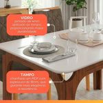 Mesa Sala De Jantar 1,20m Tampo Em Vidro Madeirado-off White