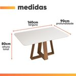 Mesa Sala De Jantar 1,60m Tampo Em Vidro Maria Madeirado/off White