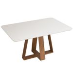 Mesa Sala De Jantar 1,60m Tampo Em Vidro Maria Madeirado/off White