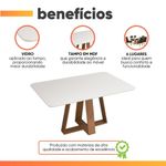 Mesa Sala De Jantar 1,60m Tampo Em Vidro Maria Madeirado/off White