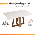Mesa Sala De Jantar 1,60m Tampo Em Vidro Maria Madeirado/off White
