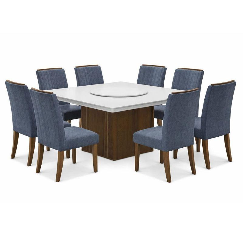 Conjunto De Mesa Sala De Jantar Com Tampo 8 Cadeiras Grécia