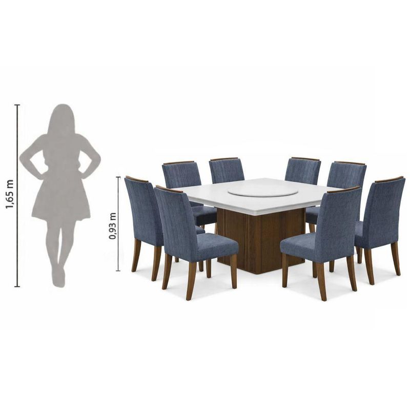 Conjunto De Mesa Sala De Jantar Com Tampo 8 Cadeiras Grécia