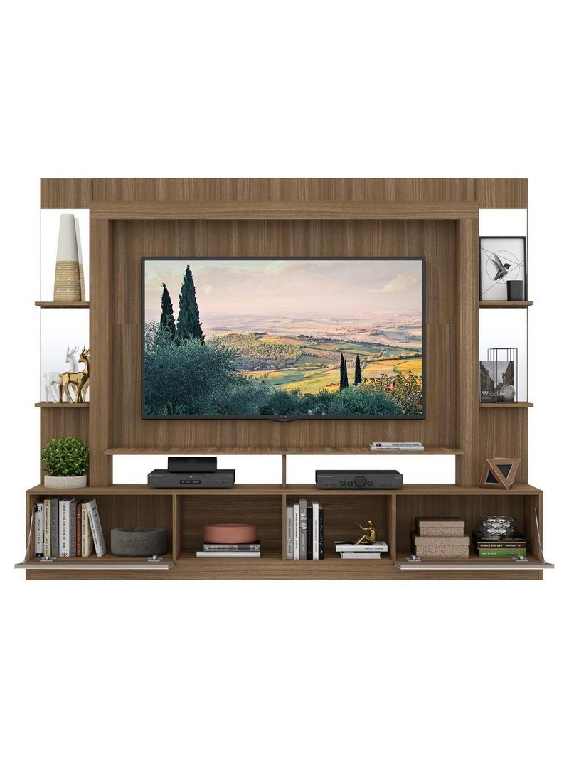 Rack com Painel Suporte 65´´ com Espelho Madeirado/Laca