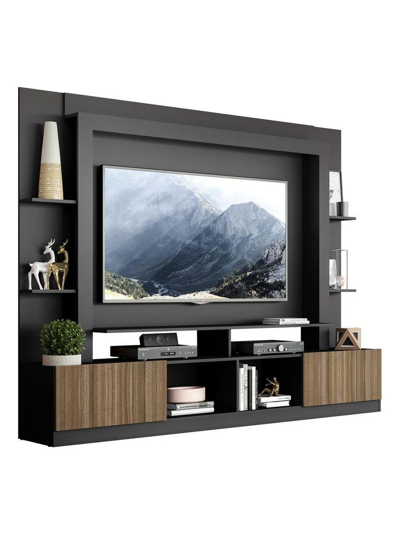 Rack Estante Painel Suporte Tv 65´´ Preto/Madeirado