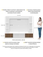 Rack Estante com Painel 65 e 2 Portas Oslo Branco
