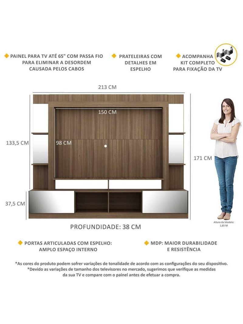 Rack Estante Suporte 65´´ Espelho Madeirado