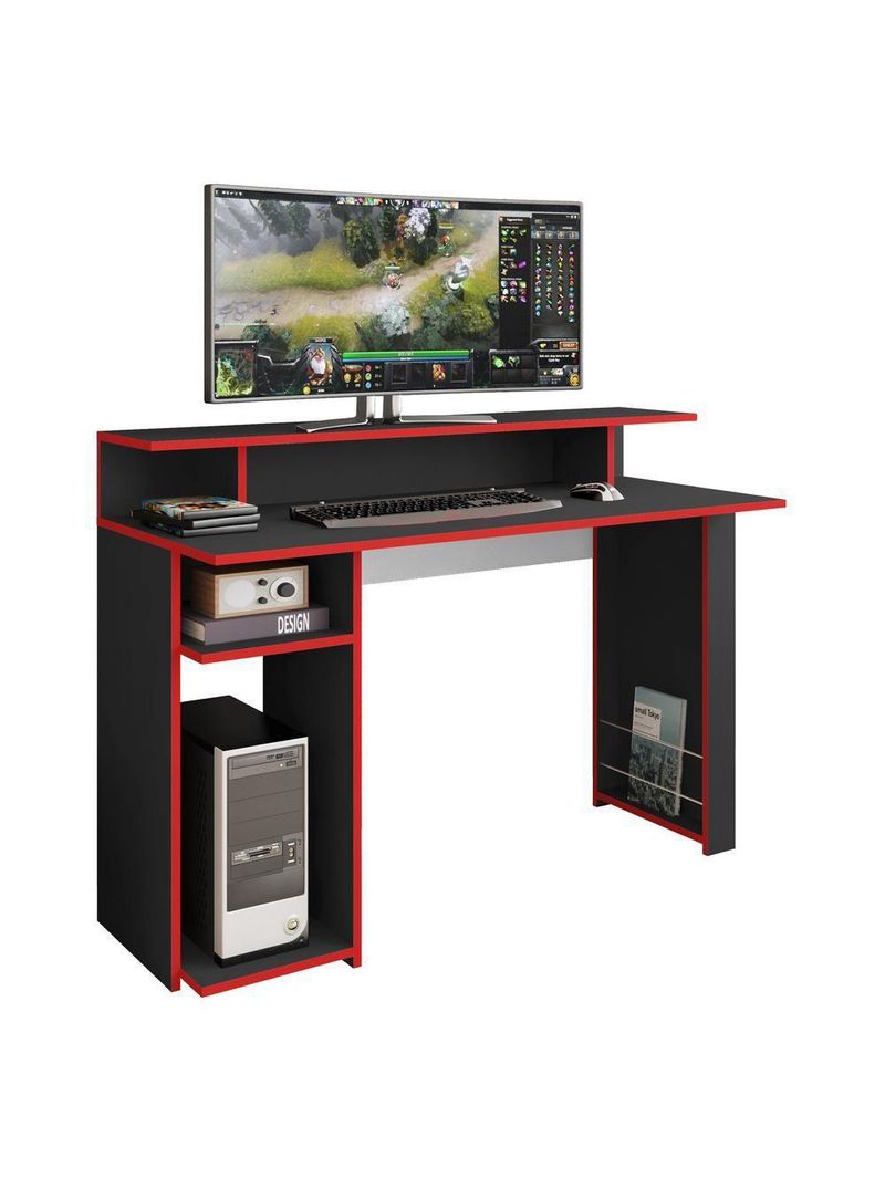 Mesa Gamer Com 1 Porta Revistas Multimóveis Cr25236 Preto Preto