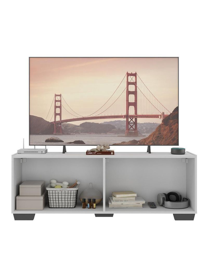 Rack Para Até 50 Polegadas Com 4 Portas Multimóveis Mp1072 Branco/preto Branco/preto