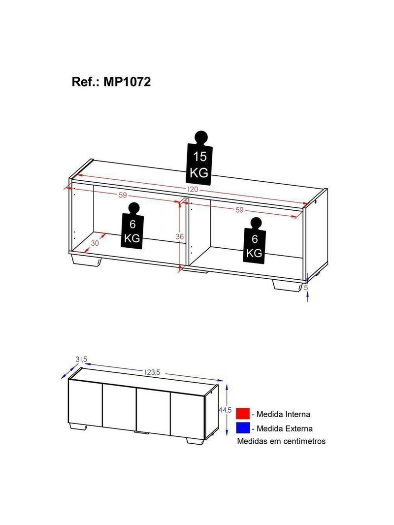 Rack Para Até 50 Polegadas Com 4 Portas Multimóveis Mp1072 Branco/preto Branco/preto