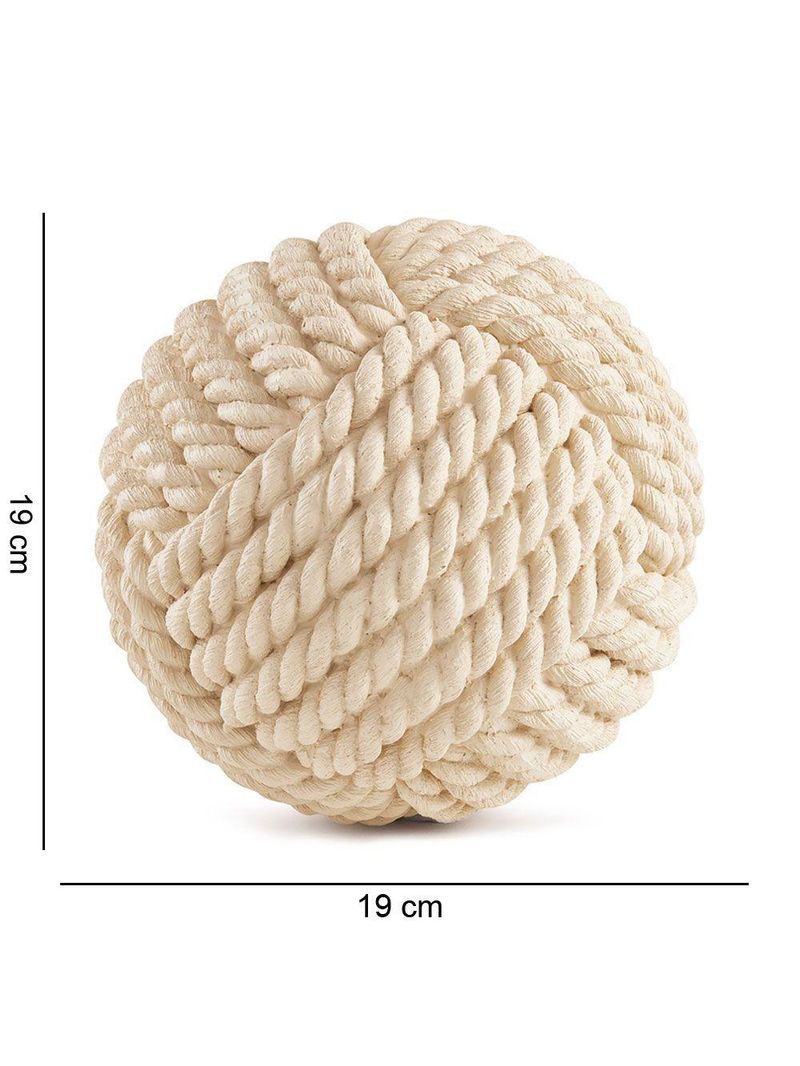 Enfeite Decorativo esfera em Poliresina Off White 19x19cm