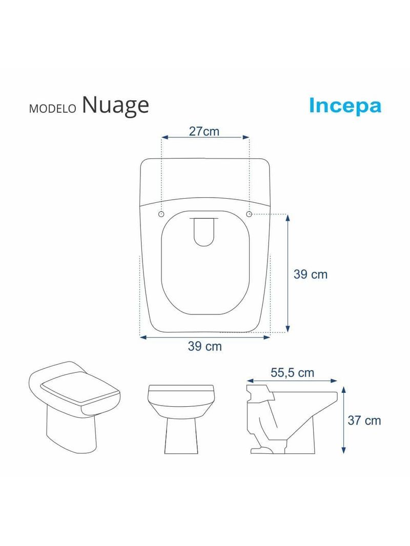 Assento Sanitario Nuage Cinza Platina Para Vaso Incepa