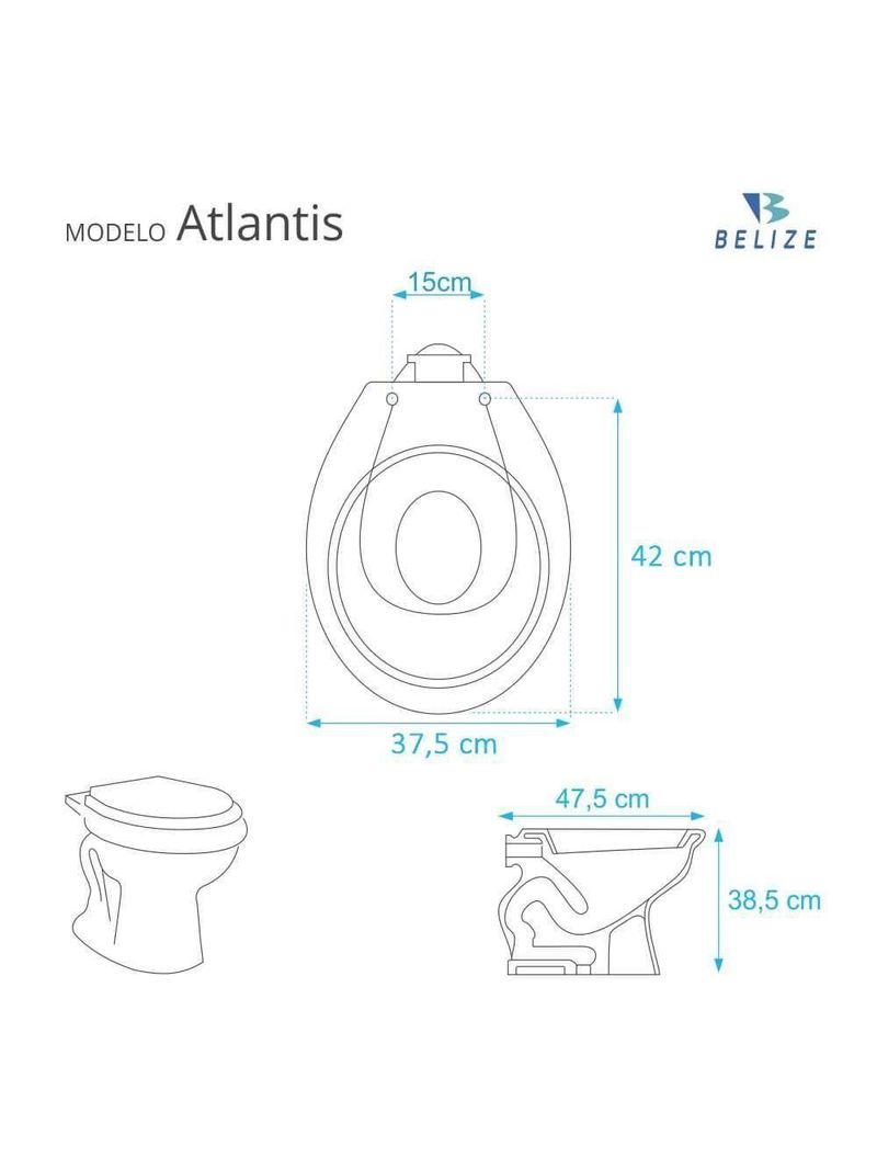 Assento Sanitario Atlantis Cinza Claro Para Vaso Belize