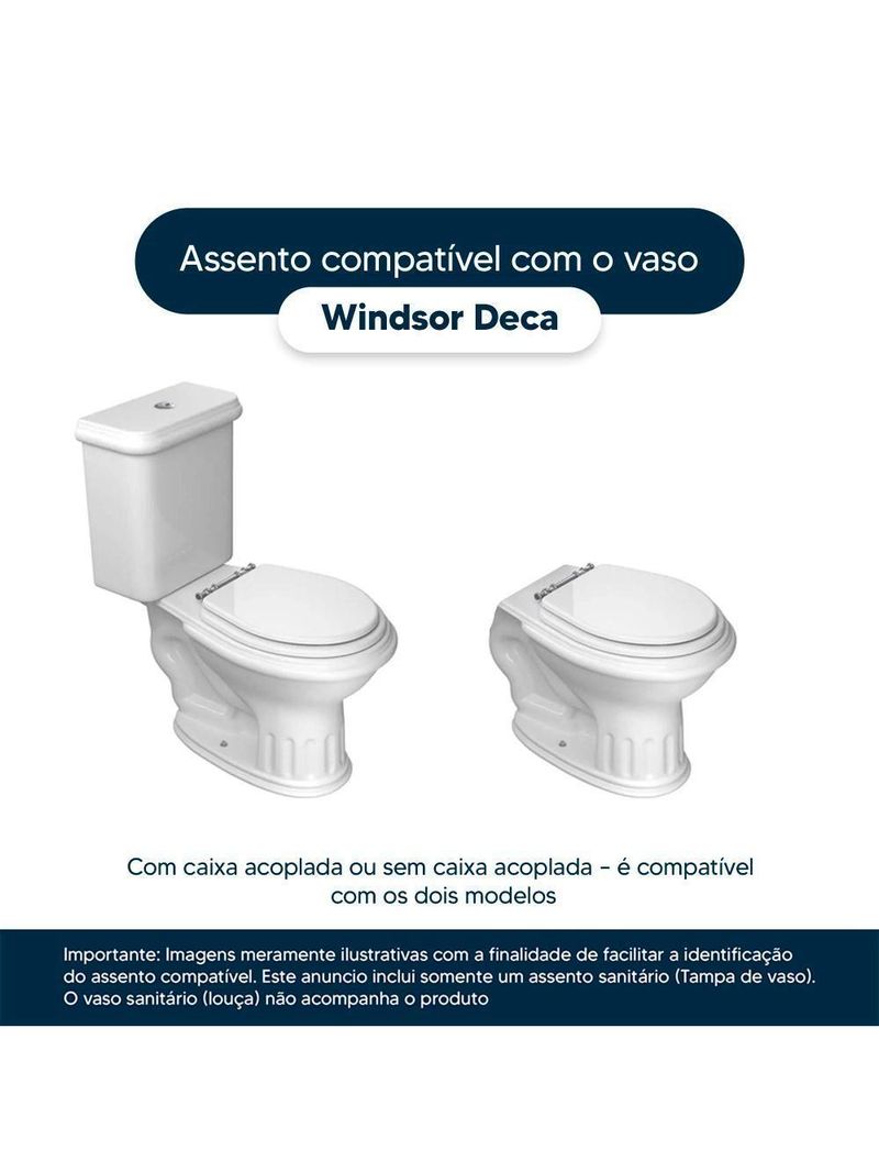 Assento Sanitario Com Amortecedor Windsor Branco Para Vaso Deca