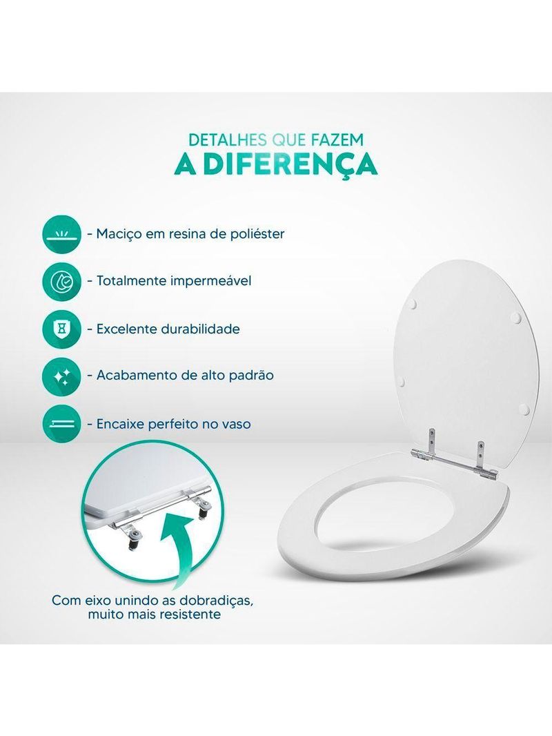 Assento Sanitario Poliester Azalea Cinza Prata Para Vaso Celite