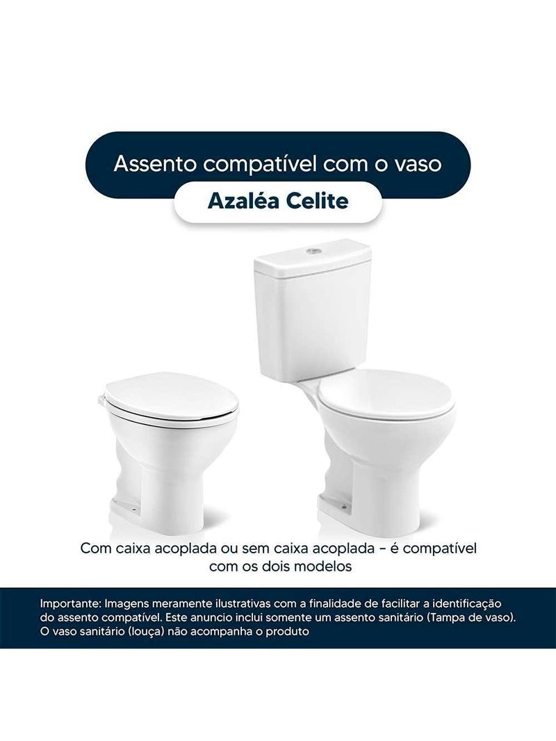 Assento Sanitario Poliester Azalea Cinza Prata Para Vaso Celite