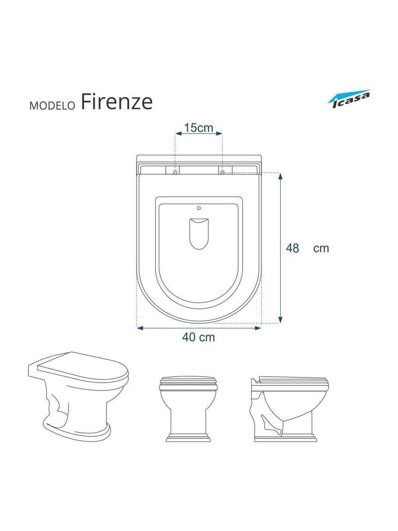 Assento Sanitário Firenze Cinza Claro Para Vaso Icasa