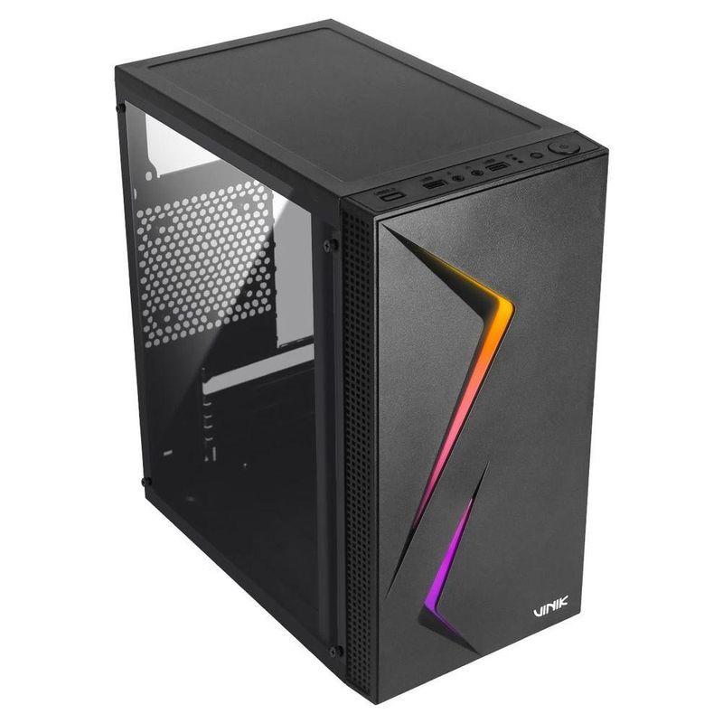 Gabinete Gamer Twin Edge GGTEACBK Mid Tower Micro ATX Mini ITX RGB Preto