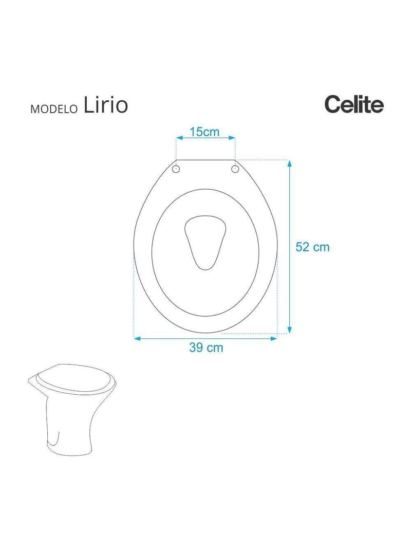 Assento Sanitario Lirio Preto Para Vaso Celite