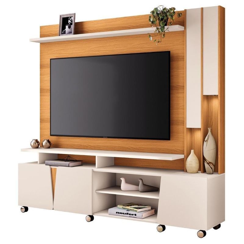 Estante Painel Tv 70 Pol 200cm Com Led Virtus Cinamomo/off - Hb Móveis