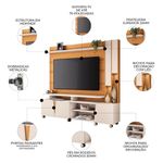 Estante Painel Tv 70 Pol 200cm Com Led Virtus Cinamomo/off - Hb Móveis