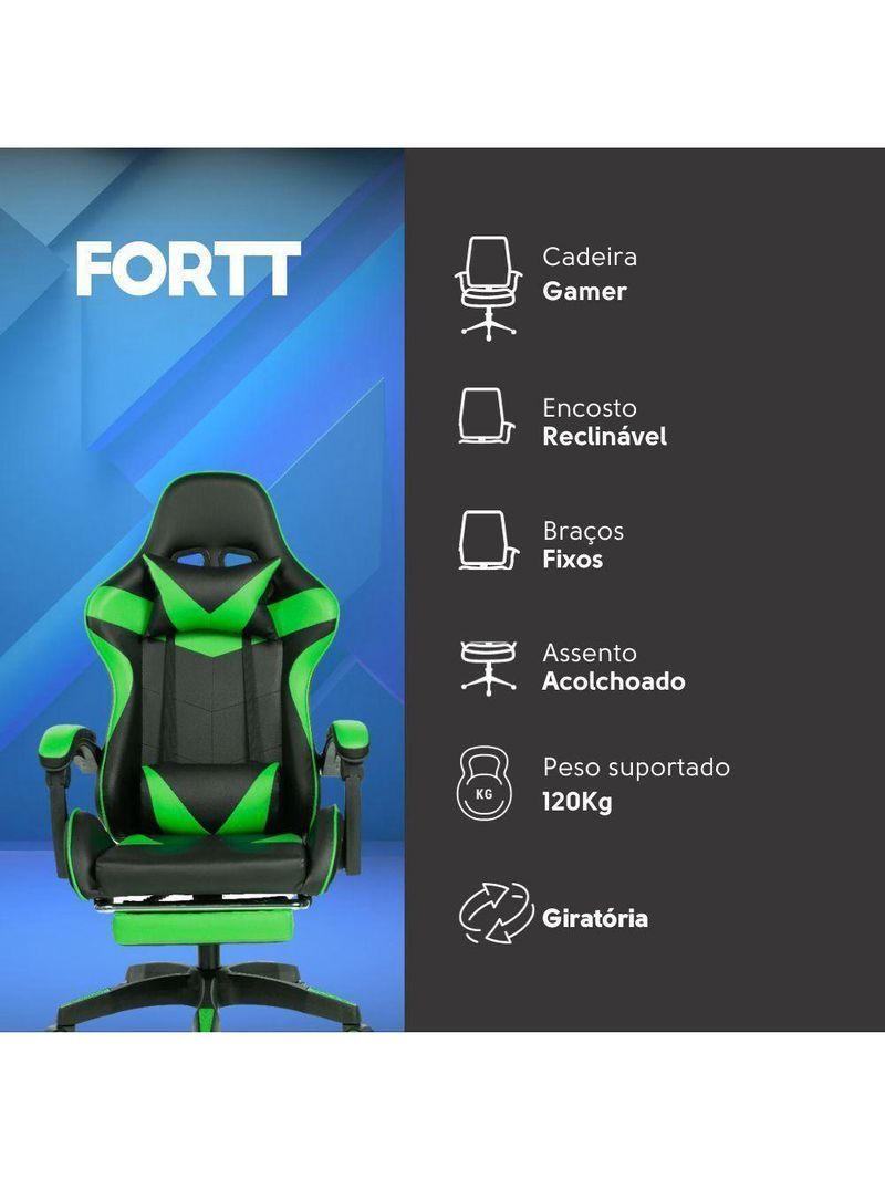 Cadeira Gamer Fortt Xiamen Verde - Cgf011-vr
