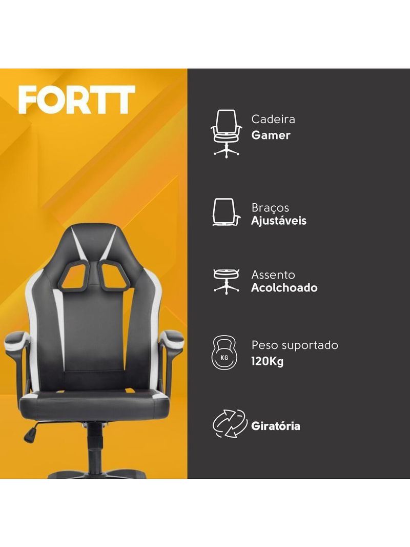 Cadeira Gamer Fortt Lípsia Branca CGF002-B