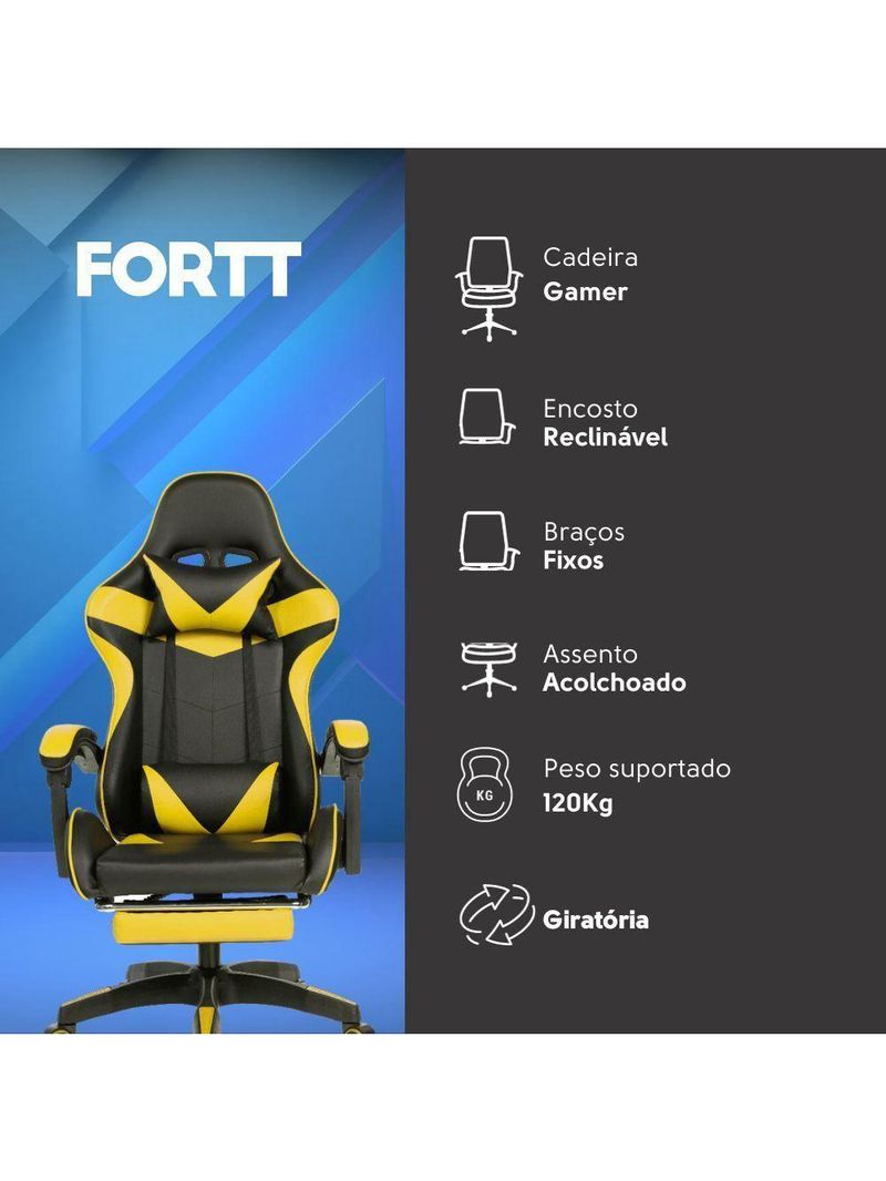 Cadeira Gamer Fortt Xiamen Amarela - Cgf011-am