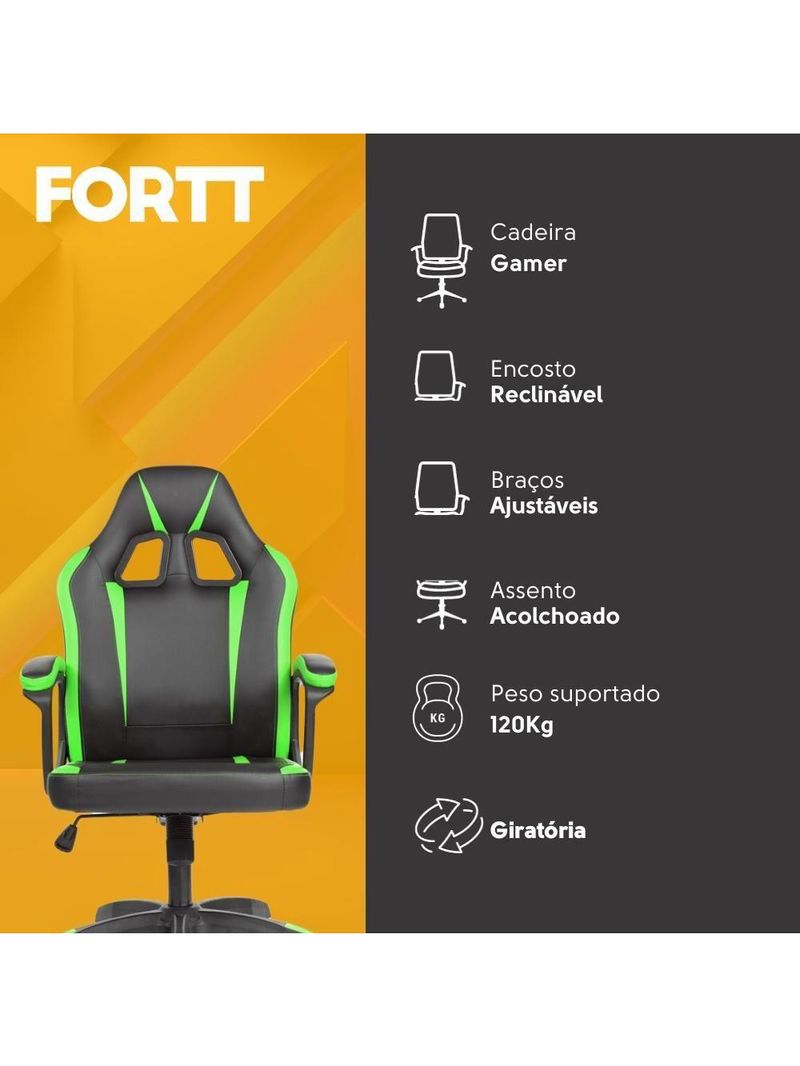 Cadeira Gamer Fortt Harbin Verde - Modelo CGF022-VR