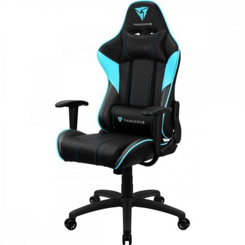 Cadeira Gamer EC3 com Revestimento em Poliuretano, Tecnologia Air Tech e Rotação 360 Graus Ciano