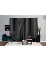 Cortina Microfibra Com Voil 3,00x2,80 Para Trilho Suíço preto