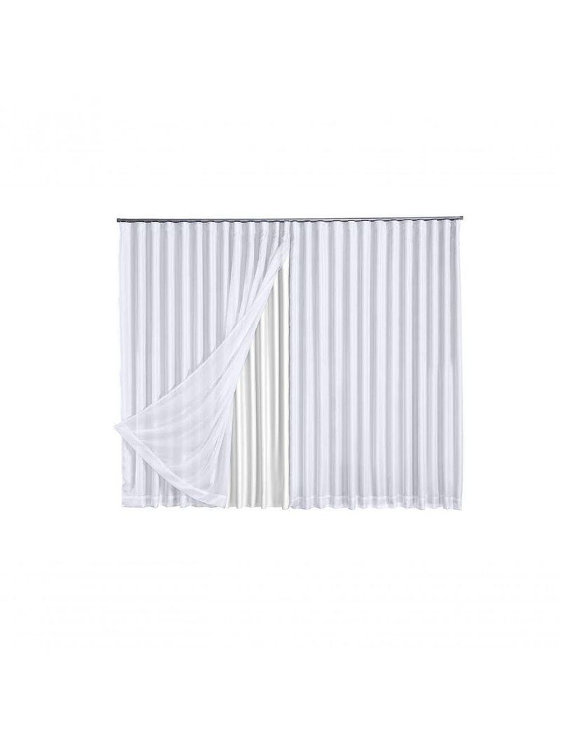 Cortina Microfibra Com Voil 3,00x2,50 Para Trilho Suíço branco