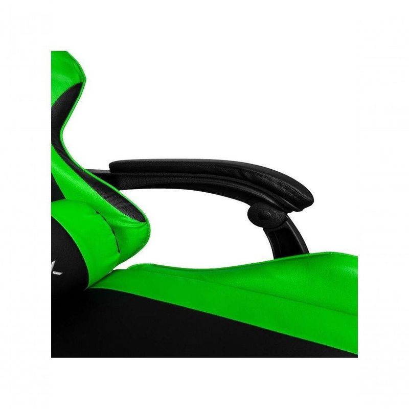 Cadeira Gamer Impact em Tecido com Encosto Reclinável, Apoio de Braços Ajustável e Almofadas Verde