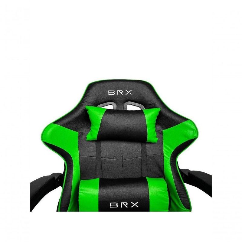 Cadeira Gamer Impact em Tecido com Encosto Reclinável, Apoio de Braços Ajustável e Almofadas Verde