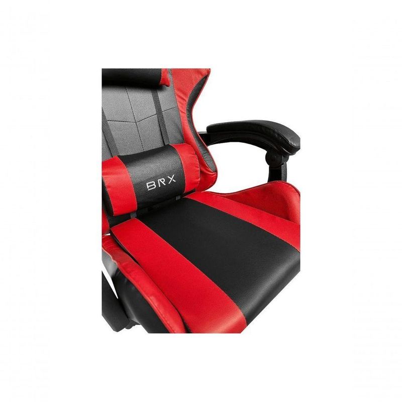 Cadeira Gamer Impact Red em Tecido com Encosto Reclinável, Apoio de Braços Ajustável e Almofadas
