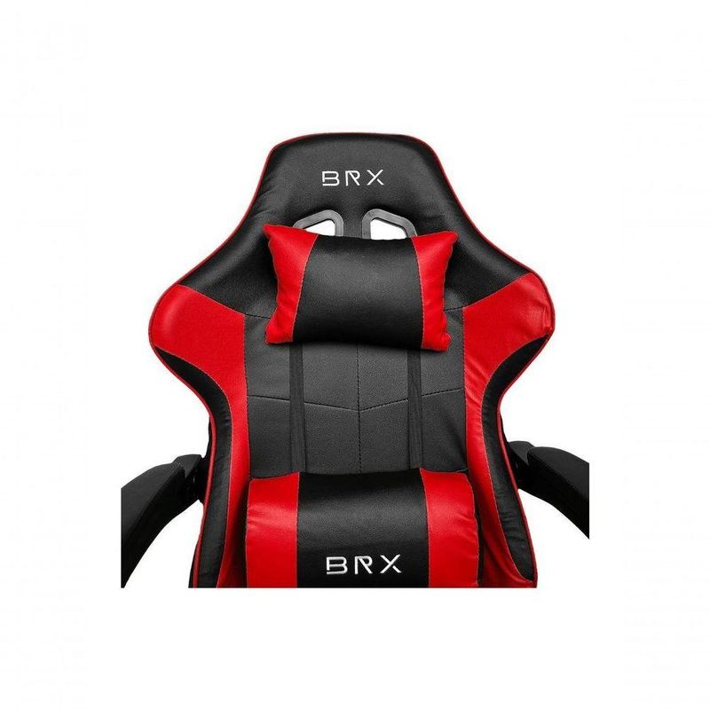 Cadeira Gamer Impact Red em Tecido com Encosto Reclinável, Apoio de Braços Ajustável e Almofadas
