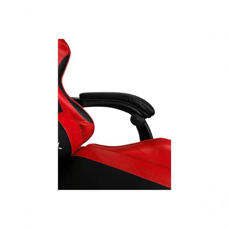 Cadeira Gamer Impact Red em Tecido com Encosto Reclinável, Apoio de Braços Ajustável e Almofadas