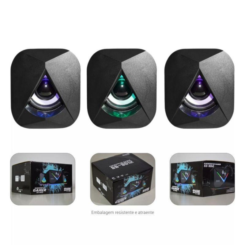 Subwoofer Gamer K-mex Stereo Ss8012 11w Rms, Canais 21, Led De 7 Cores, Preto - Ss8012u0001c81x