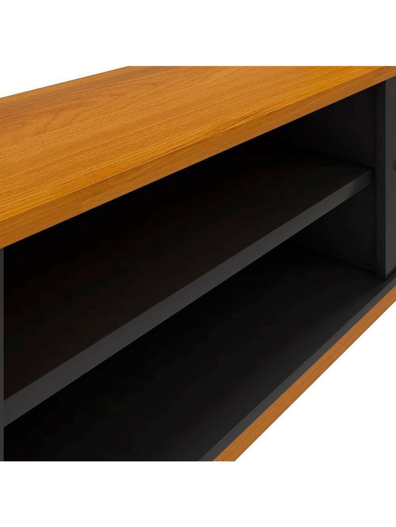 Rack 75 Polegadas Com 2 Portas E Prateleira Riviera - Preto E Cedro