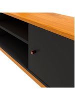 Rack 75 Polegadas Com 2 Portas E Prateleira Riviera - Preto E Cedro