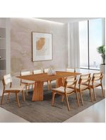 Sala De Jantar Mesa Florida Tampo Laminado Barril 8 Cadeiras Vel Creme /imbuia Nat/cinam Imbuia
