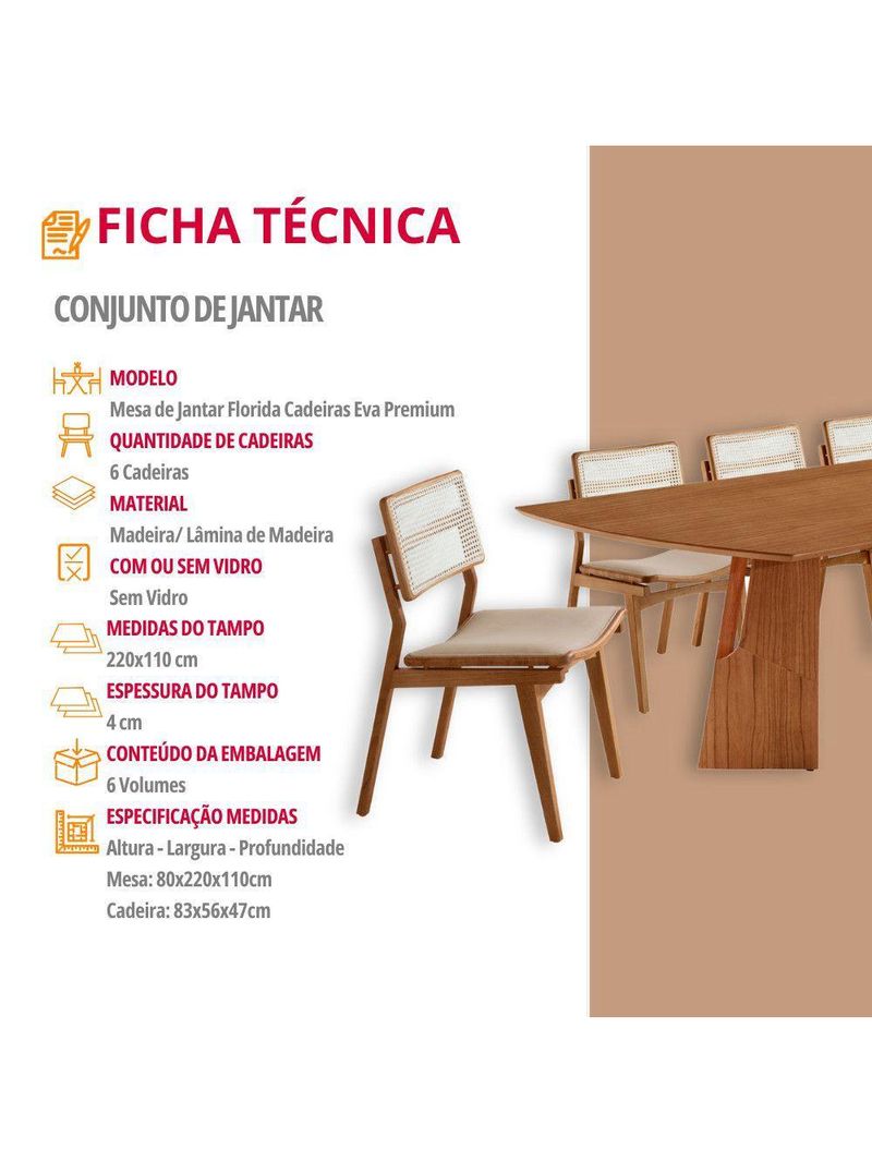 Sala De Jantar Mesa Florida Tampo Laminado Barril 8 Cadeiras Vel Creme /imbuia Nat/cinam Imbuia