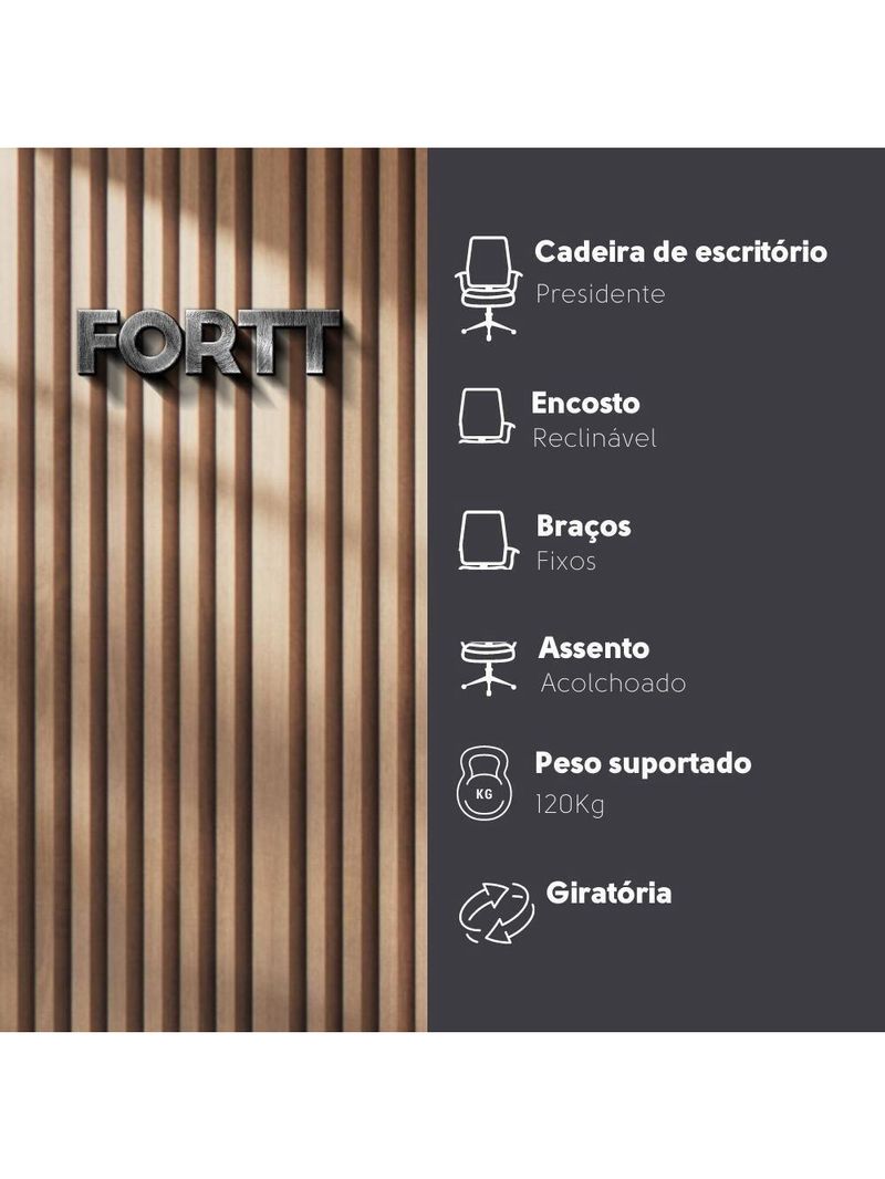 Cadeira De Escritório Com Rodinha Fortt Verona Preta - Cegf01-p