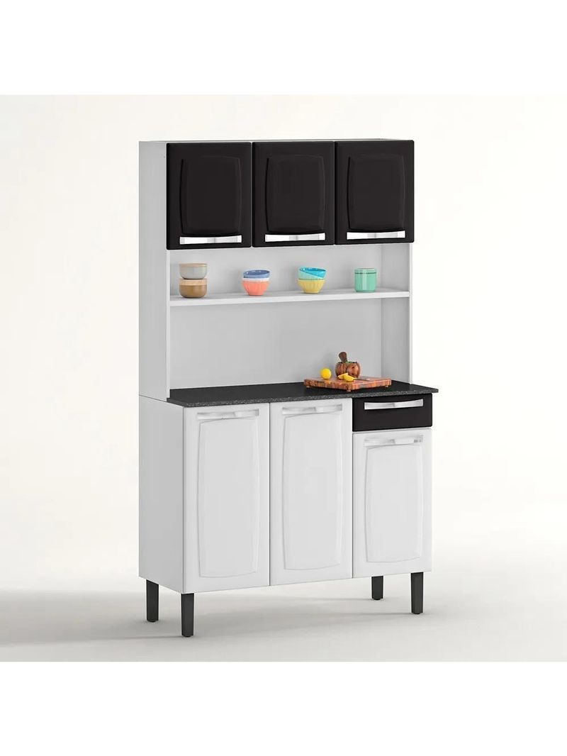 Cozinha Compacta Itatiaia 6P 1G Aço Branco e Preto