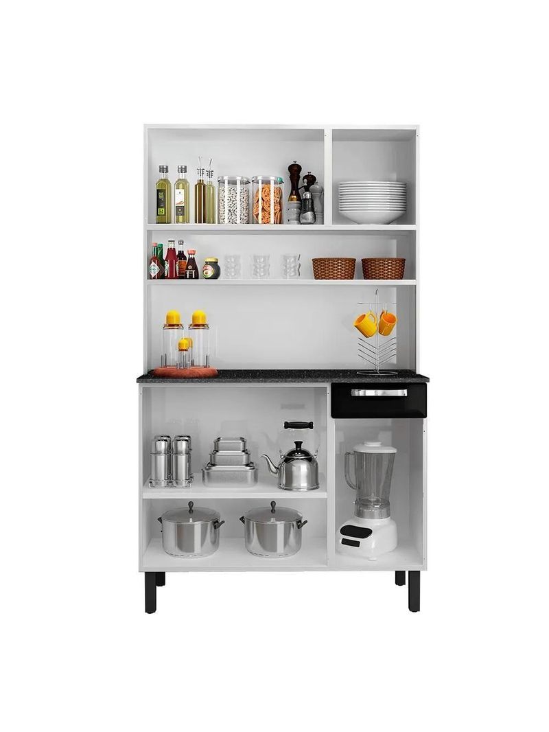 Cozinha Compacta Itatiaia 6P 1G Aço Branco e Preto