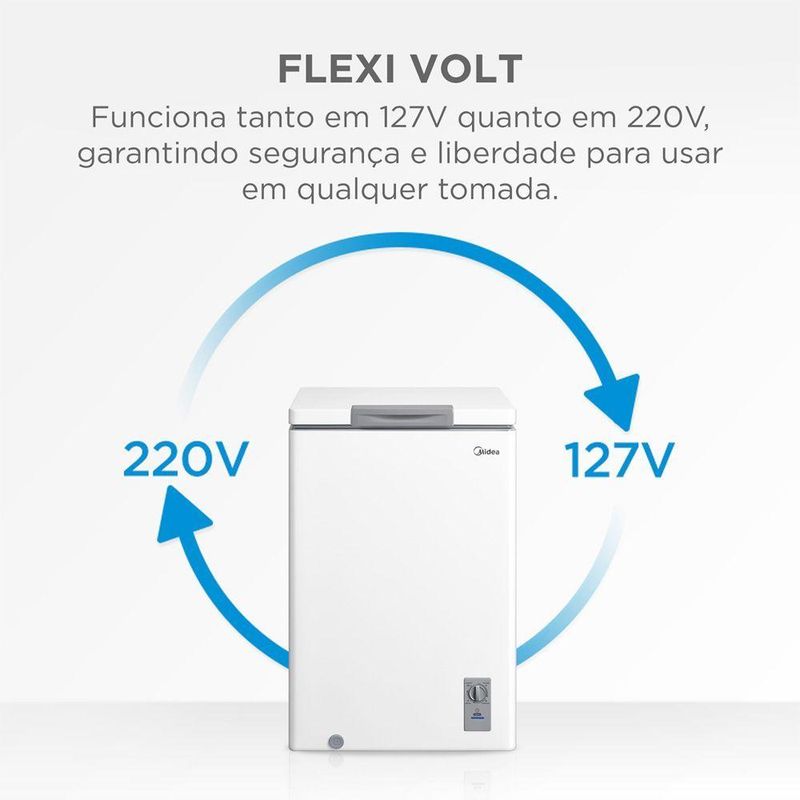 Freezer Midea Horizontal 100L 1 Porta Branco Bivolt (MDRC151FZD013)