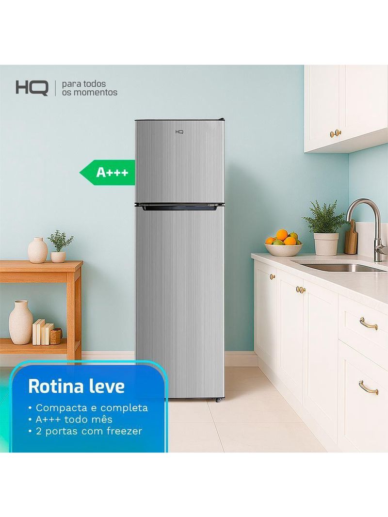Geladeira Refrigerador HQ Defrost 290 Litros Preto/Cinza HQ-290RDF 220V