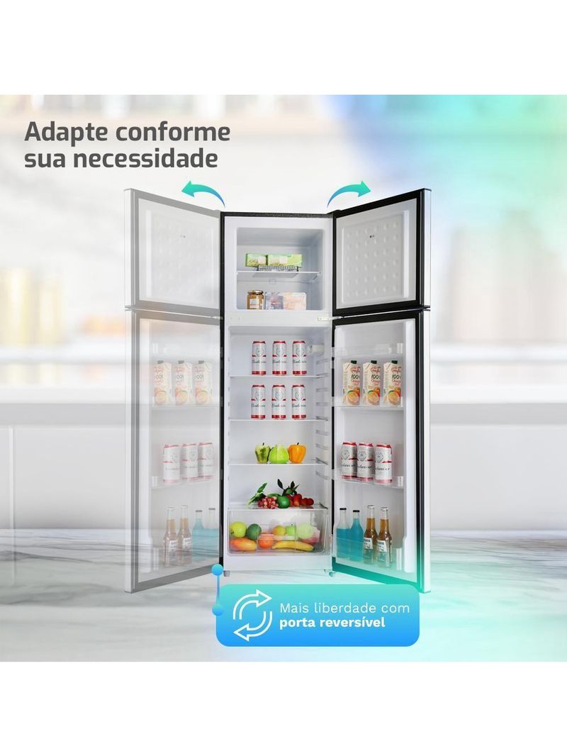 Geladeira Refrigerador HQ Defrost 290 Litros Preto/Cinza HQ-290RDF 220V